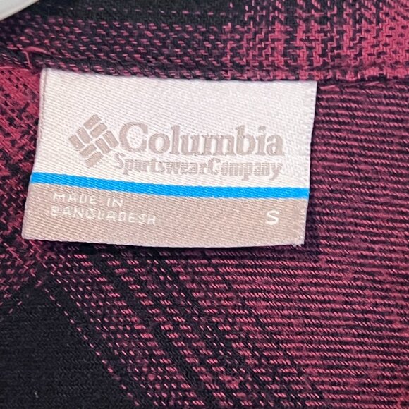 Columbia Red Plaid Flannel Shirt Dress Belted Roll Tab Sleeves Pockets Sz Small - Picture 4 of 13